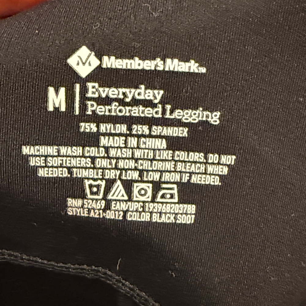 Member's Mark Black Everyday Perforated Legging
